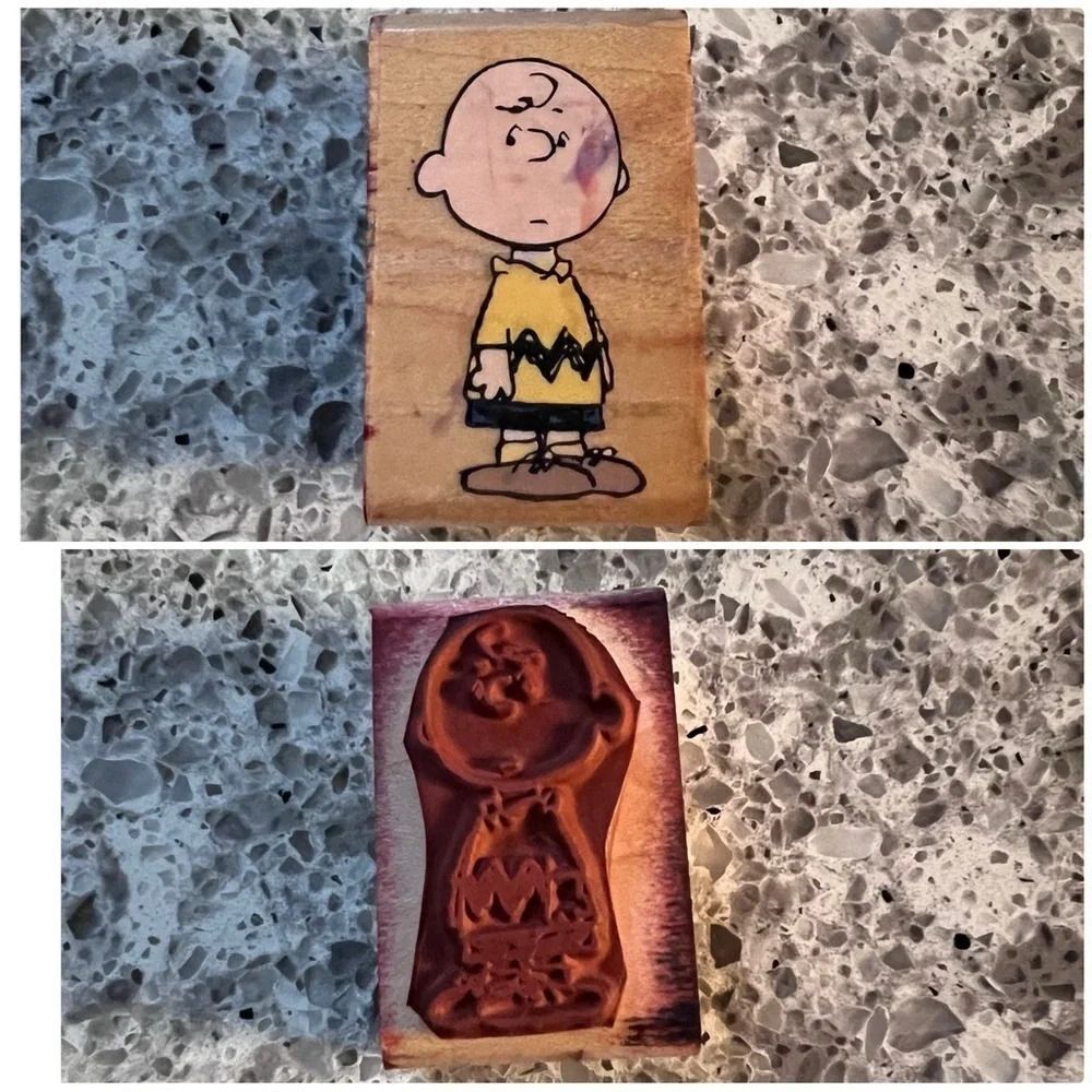 Charlie Brown Peanuts Stamped Rubber Stamp A397-C Boy Snoopy Paper Craft Card